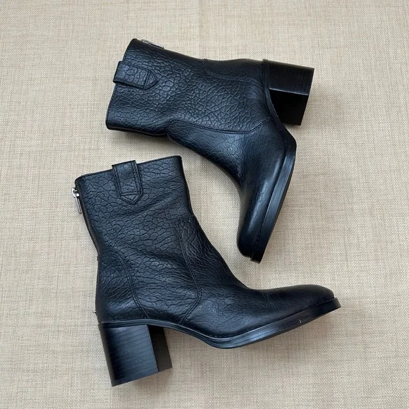 Vince Camuto Zeldina Black Leather Heeled Boots - Picture 1 of 16